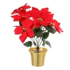 Decoratieve bloemen Kerstdecoratie Boom Fake Poinsettia Pot Outdoor Faux Doek Party Adornment Kerstmis ornament Simulatie