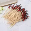 Flatware desechable 100pcs Beads Bamboo Cocktail Picks Food Sticks Picks Party Club