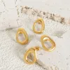 Stud Earrings Stainless Steel For Women Fashion Oval Korean Gold Plated Jewelry Girls Ear Waterproof Accessories Sale
