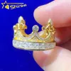 Iced Out Gold Plated Jewelry Hip Hop Engagement Rings Custom Princess Cut Moissanite Crown Rings 925