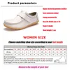 Casual Shoes Woizgic Women Ladies Female Mother äkta läderlägenheter Loafers Round Toe Hook Loop Moccasins Vintage Plus Size 41 42