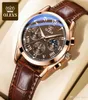 Olevs Top Brand Mens Quartz Bekijk Noctilucent Business Waterproof Luxury Watches Leather Strap Relogio Masculino Multifunction Six3410329