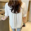 Blouses pour femmes Fashion Summer femme blanc Blouse coton 2024 Shirts élégants élégants élégants creux