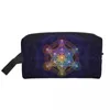 Sacs de cosmétiques Metatron's's Cube Merkabah Makeup Sac pour femmes Organisateur de voyage Kawaii Flore de la vie Traitrait de rangement