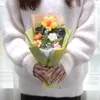 Dekoratif Çiçekler El Örme Çiçek Bitmiş Tığ işi Ayçiçeği Küçük Buket Düğün Ev Dekoru Sevgililer Günü Doğum Günü