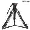 Monopodes jiepai v12t pro professionnel caméra vidéo trépied en fibre de carbone avec tête de fluide 100 mm charge de bol 12 kg pour la caméra de film Eng