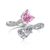 luxury pear heart diamond band rings for women wed 925 sterling silver designer ring woman party pink 5A zirconia jewelry daily outfit valentines day gift box size 6-9