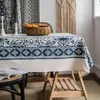 Tavolo in cotone in lino di cotone blu e bianco porcellana retrò cucina da pranzo tovaglia