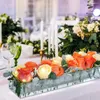 Vazen Clear rechthoekige acrylvaas met deksel bruiloft Dinner Desktop Floral Morden middelpunt Huistafel Decoratie P6E0