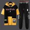 Men's Tracksuits Male T Shirt Graphic Tracksuit Black Clothes For Men Sportswear Top Alphabet Sports Suits Casual Pants Sets Cool In