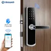 Sperren Sie Bluetooth Fingerabdrucktür Sperre TT Lock App Code Card Karton Touchscreen Smart Door Lock Security Digitales elektronisches Schloss für Zuhause