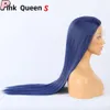 Style long bleu foncé grandes femmes fibres chimiques perruques 13x4 dentelle avant de haute qualité lacets à haute température perruques wig sans glue