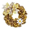 Fleurs décoratives 15 "Couronne de porte de printemps avec fleur Bowknot Bees Festival artificiel pour la fenêtre murale fête des fermes de ferme