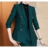Dames tweedelige broek Tesco Office Vrouwen passen bij Red Blazer Formele zakelijke outfits voor professionele vrouwelijke herfst Winter Interview Jacket 2