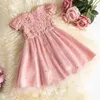 Lato Baby Girls sukienka na przyjęcie weselne Pink Pink Princess Kid 15y Cute Infant Vestidos Elegancka suknia 240322