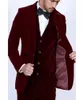 Burgundy Velvet Men Suits 2019 Slim Fit 3 Piece Blazer Tailor Made Wine Red Groom Prom Part Partice Prontk Latters Vest7037490