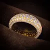 Hip Hop Rappeur Jewelry Men's Diamond Rings Élégamment fabriqué en or jaune complet Iced Out Clarity Moisanite Men Ring Band