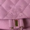 10a espelho 23p top de couro bolsa feminina mochila dupla mochila handbag de designer de luxo Moda clássica AS3787 ombro de um ombro rosa Mini mochila reprodução Lingge Spring