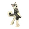 2024 NOVO HALLOWEEN GREY FOX WOLFDOG MASCOT FASCOTES FURSUCH BUMNEL BUSIN (vestido de natal vestido de natal figurino