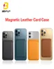 Kortpåse magnetiska mode plånbokskorthållare fodral för iPhone 12 pro max 12 mini läderpåse cover726738