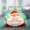 Beddengoedsets 2024 Kerstset Kerstman dekbedoverdeksel met 1/2pcs Pillowcase Coverter Home Textiles cadeau voor kinderen