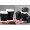 Tasses jetables Paies 50pcs Isolation de café à emporter tasse en papier fileté sans couvercle (8 oz en noir)