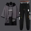 Tracksuits voor heren kleding alfabet sportpakken kapbroek met capuchon sets tracksuit sweatshirt top jogging t shirt man basic zomer cool