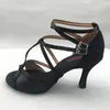 Sapatos de dança Mulheres latinas salsa confortável ms6232blk 8,5 cm de calcanhar alto lascas duplas lutas duplas gota