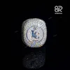 맞춤형 디자인 VVS Moissanite 힙합 편지 반지 Karat 10K 14K Real Solid Gold Pass Diamond Tester Iced Out Fine Jewelry