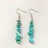 Boucles d'oreilles en peluche 1pair Tempaim style ethnique à la main Blue Turquoise Crystal Stone Simple Natural Crushed DIY Multi-couleur