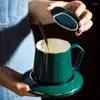 Tassen kreativer nordischer Keramik Tasse Deckel Löffel Löffel Gericht Persönlichkeit Trend Tasse Männer und Frauen Heimkaffee Nachmittag Tassen Europa