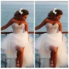 Dresses Glamorous Sweetheart Sleeveless Tulle Prom Dress With Beadings Beach Evening High Low Party Dress vestido de festa formatura