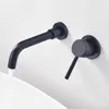 Rubinetti del lavandino del bagno in ottone nero a parete montata a bacino montato a manico singolo mixer tocco di rotazione fredda oro brunito