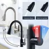 Bathroom Sink Faucets Iron Neck Single Handle High Arc Brushed Pull Out Kitchen Faucet Cold And Water Stainless Steel