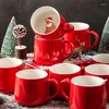 Muggar söta tecknade djur keramiskt vatten med lock och sked mjölk mugg kaffekoppar ko älg julklapp 350 ml