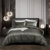 Luxe satijnen beddengoed set dekbedovertrek met kussensloop Europese stijl dubbele king size comfortabele beddeksels bed linnen geen blad 240418