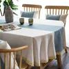 Tischtuch Ovales Tischdecke mit Spitze Leinen Dining Bauernhaus Ellipse Cover moderner Stil rustikal 185 cm
