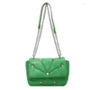 Shoulder Bags Green Small PU Leather Crossbody For Women 2024 Hit Winter Rivet Designer Luxury Chain Handbags And Purses