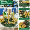 Flores decorativas Grinales de advento de Natal de 12 polegadas com 4 porta -velas copos de metal ornamento de natal decoração de desktop