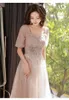 Robes de fête Fashion Sexy Sequins Applique Square Collar Bandage A-Line Night Dress Bride Wedding Tulle Prom Robes