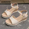 Dress Shoes Plus size enkelgespwedge sandalen voor dames zomer 2024 platform Sandles Woman Dik Sole Gladiator Sandalias Casual