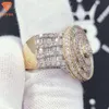 Lifeng smycken is ut VVS Moissanite Silver 14K Guldpläterad ring runda baguett män hiphop diamantring