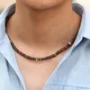 Choker Noter Vintage Natural Wood Necklace Men 48 cm Kraag vriendje Gift verstelbare mannelijke punk colar nek accessoires