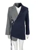 Women's Suits Yuerwang 2024 Spring Women Blazer Jacket Asymmetrical Patchwork Bandage Irregular Suit Coat Dropship Wholesale