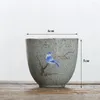 Tazze di piattini in ceramica ru KILN tazza da tè creativa a mano dipinta di ghiaccio screpolato tè da tè tazza familiare blu e bianca tazza d'acqua bianca