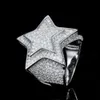 VVS Moissanite Hip Hop buzlu Yıldız Yüzüğü Gerçek 14K Gold Men Star Ring
