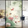 Window Stickers No Glue Privacy Windows Film Decorative Chinese Flower Painting Stained Glass Static Cling Frosted