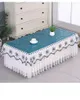 Table Cloth Waterproof Oil Proof Solid Color Cover Embroidered Lace With Thin Gauze Hem Tablecloth Dining TV Cabinet Dust