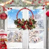 Flores decorativas iluminadas Artificial Christmas Wreath Reutilable Outdoor LED para o inverno com timer e luzes