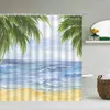 Shower Curtains Beach Ocean Waterproof Bathroom Sea Shell Bath 3d Printing With Hooks 180 180cm Washable Cloth